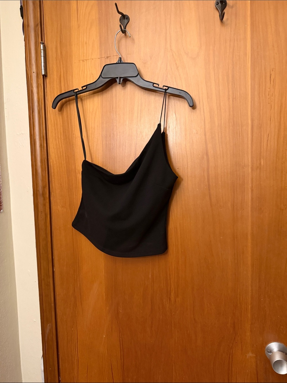 Minimalist Black Cowl Neck Spaghetti Strap Cami